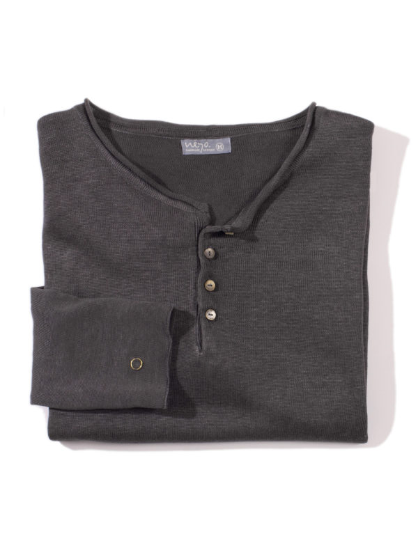 D U N G A. Henley Shirt Men. Linen.