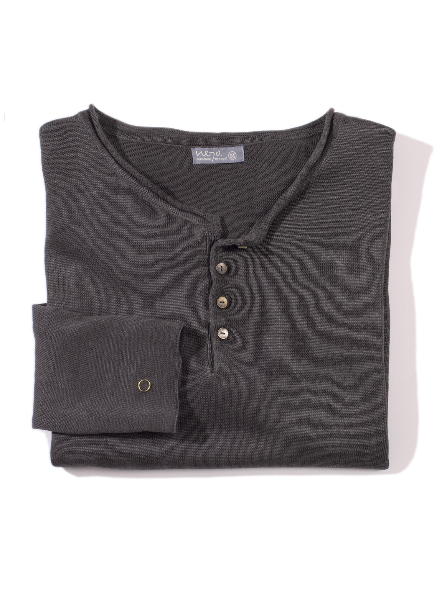 D U N G A. Henley Shirt Men. Linen.