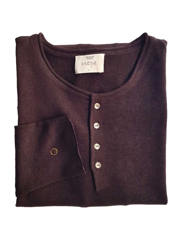 D U N G A. Henley Shirt Men. Linen.